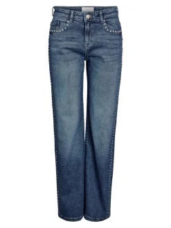 NMYOLANDA NW WIDE LEG STUD JEANS AZ308MB medium blue denim