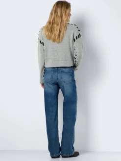 NMYOLANDA NW WIDE LEG STUD JEANS AZ308MB medium blue denim