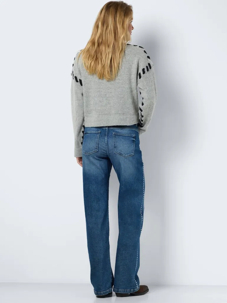 NMYOLANDA NW WIDE LEG STUD JEANS AZ308MB medium blue denim