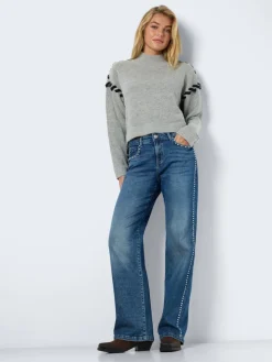 NMYOLANDA NW WIDE LEG STUD JEANS AZ308MB medium blue denim