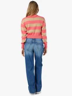 NMZOE L/S O-NECK CROP KNIT NOOS sun kissed coral