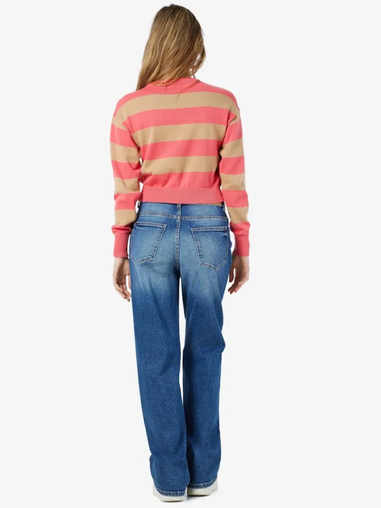 NMZOE L/S O-NECK CROP KNIT NOOS sun kissed coral