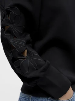 OBJANDREA RE L/S O-NECK CUTOUT TOP DIV black
