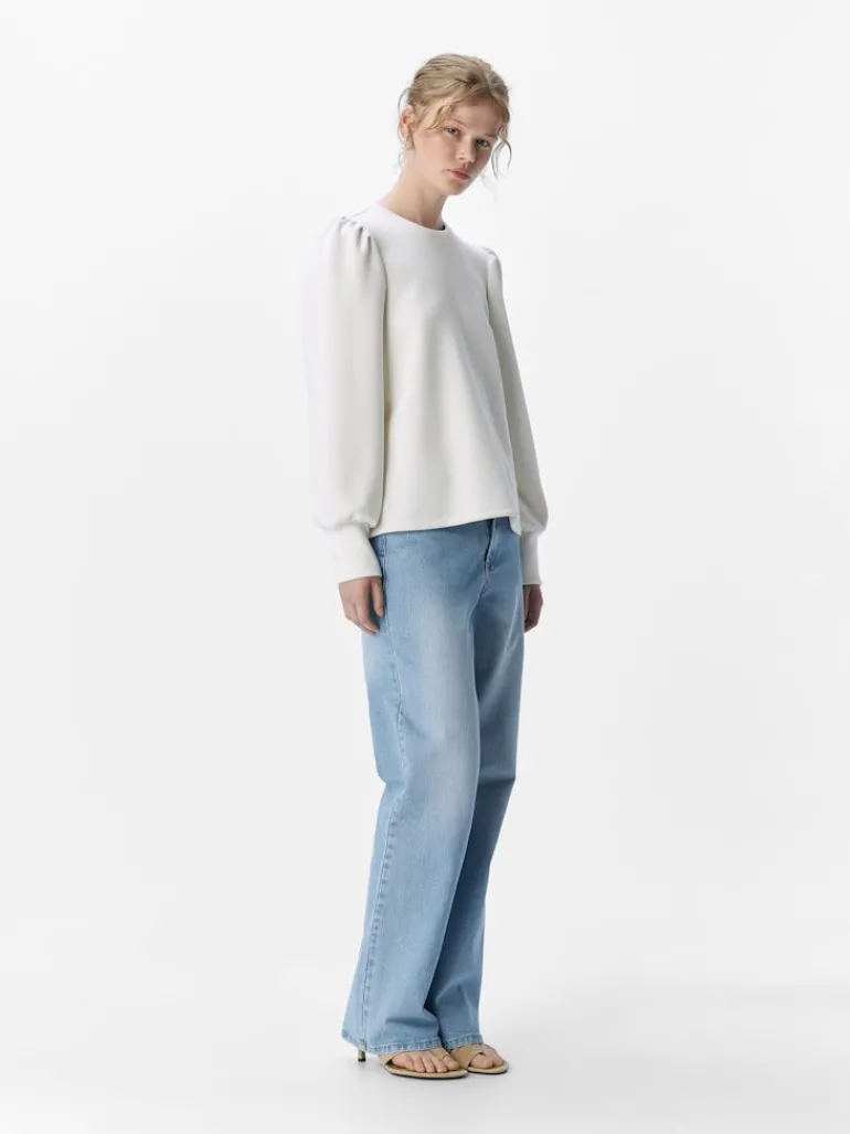 OBJANDREA RE L/S O-NECK TOP NOOS white sand