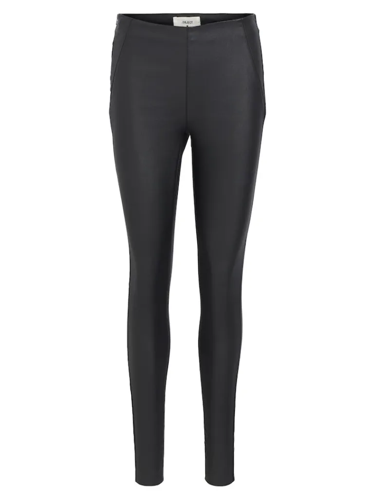 OBJBELLE MW COATED LEGGINGS NOOS black