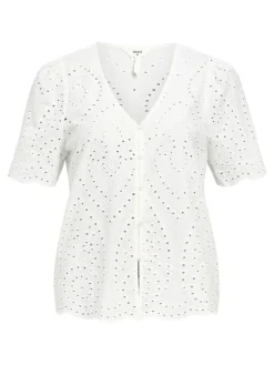 OBJBITTEN S/S RE V-NECK TOP DIV cloud dancer