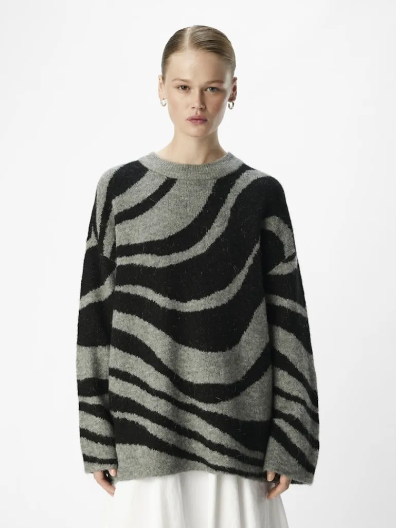 OBJDIANA LO L/S KNIT PULLOVER NOOS medium grey melange