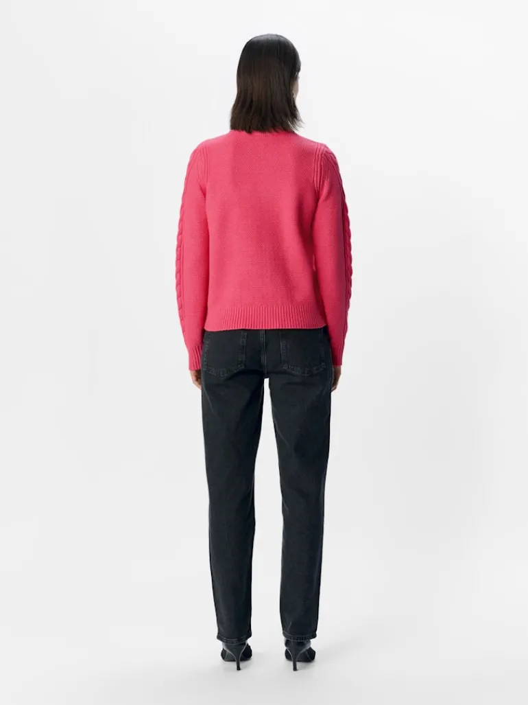 OBJDORIS RE L/S KNIT PULLOVER NOOS hot pink