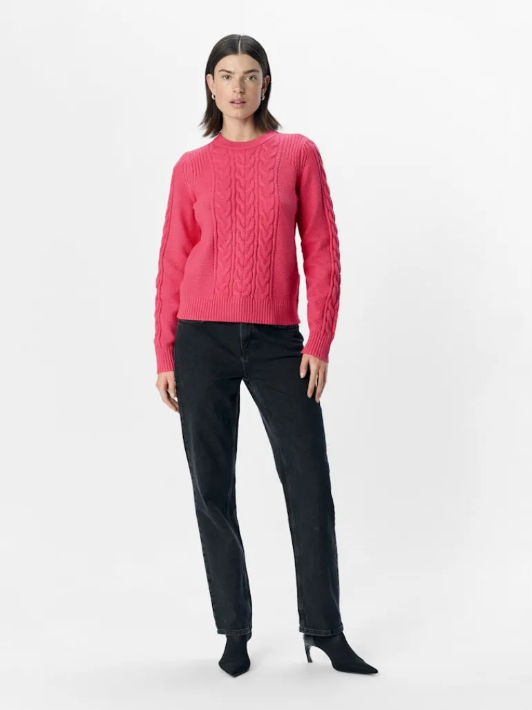 OBJDORIS RE L/S KNIT PULLOVER NOOS hot pink