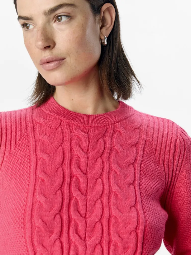 OBJDORIS RE L/S KNIT PULLOVER NOOS hot pink