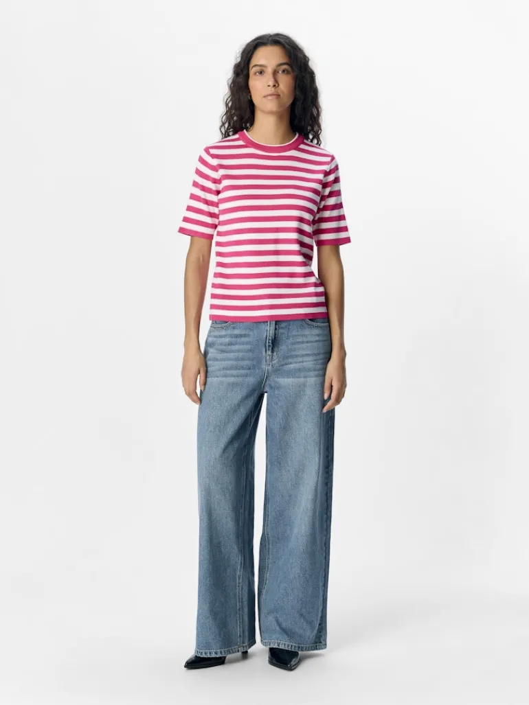OBJESTER S/S NEW KNIT PULLOVER NOOS raspberry sorbet