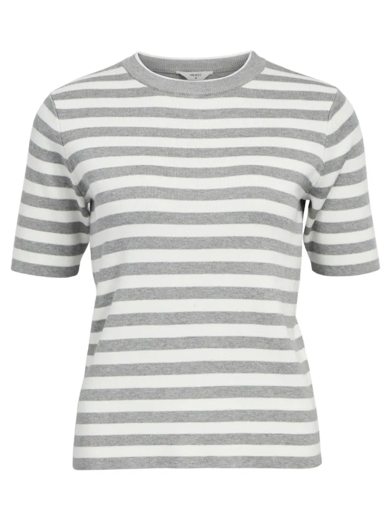 OBJESTER S/S NEW KNIT PULLOVER NOOS light grey melange