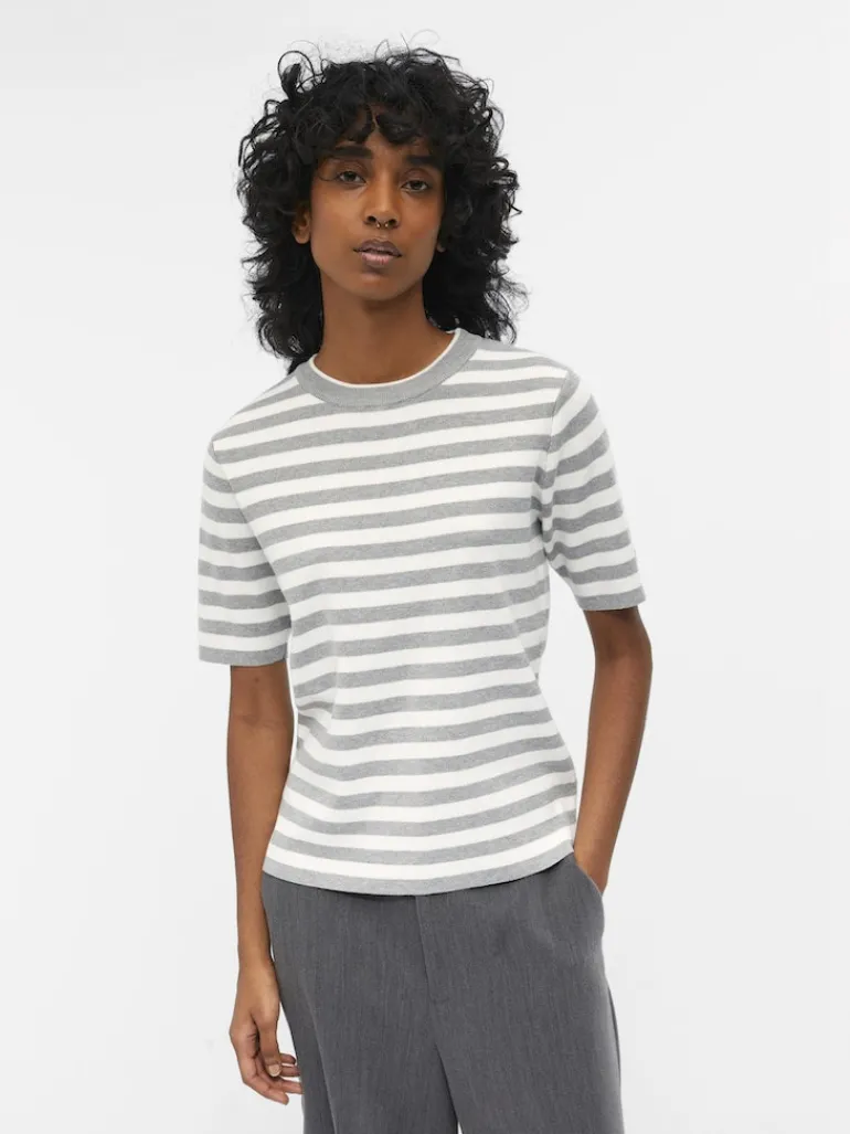 OBJESTER S/S NEW KNIT PULLOVER NOOS light grey melange