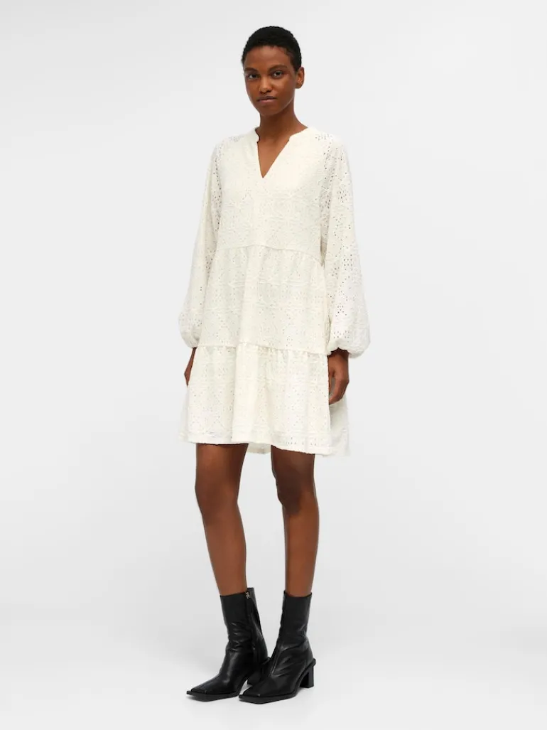 OBJFEODORA GIA L/S DRESS NOOS cloud dancer