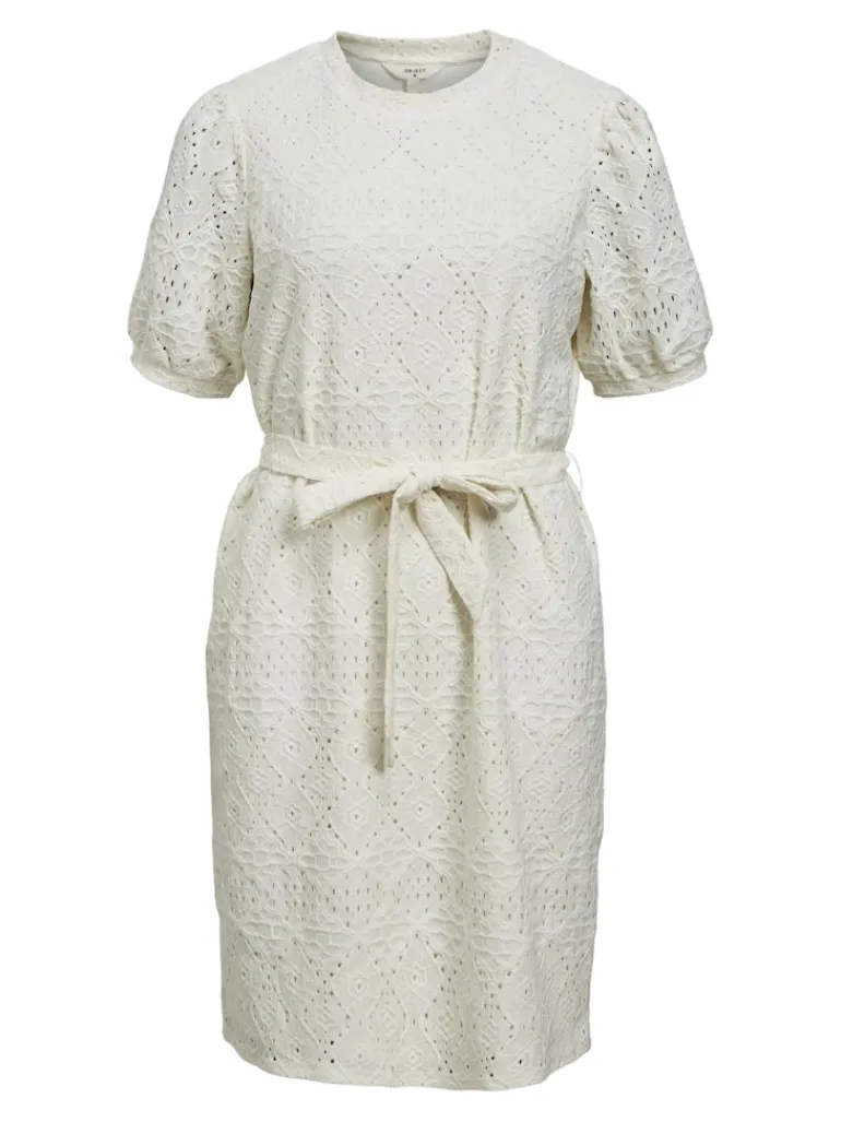 OBJFEODORA S/S SHORT DRESS NOOS cloud dancer