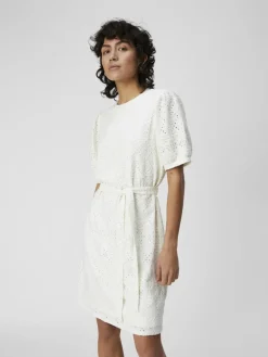 OBJFEODORA S/S SHORT DRESS NOOS cloud dancer