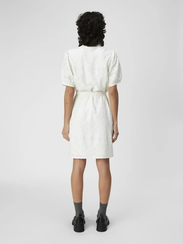 OBJFEODORA S/S SHORT DRESS NOOS cloud dancer