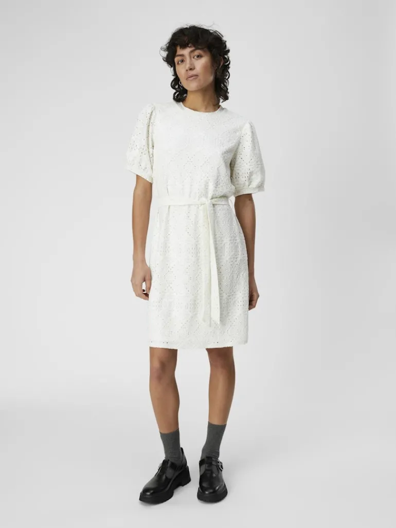 OBJFEODORA S/S SHORT DRESS NOOS cloud dancer