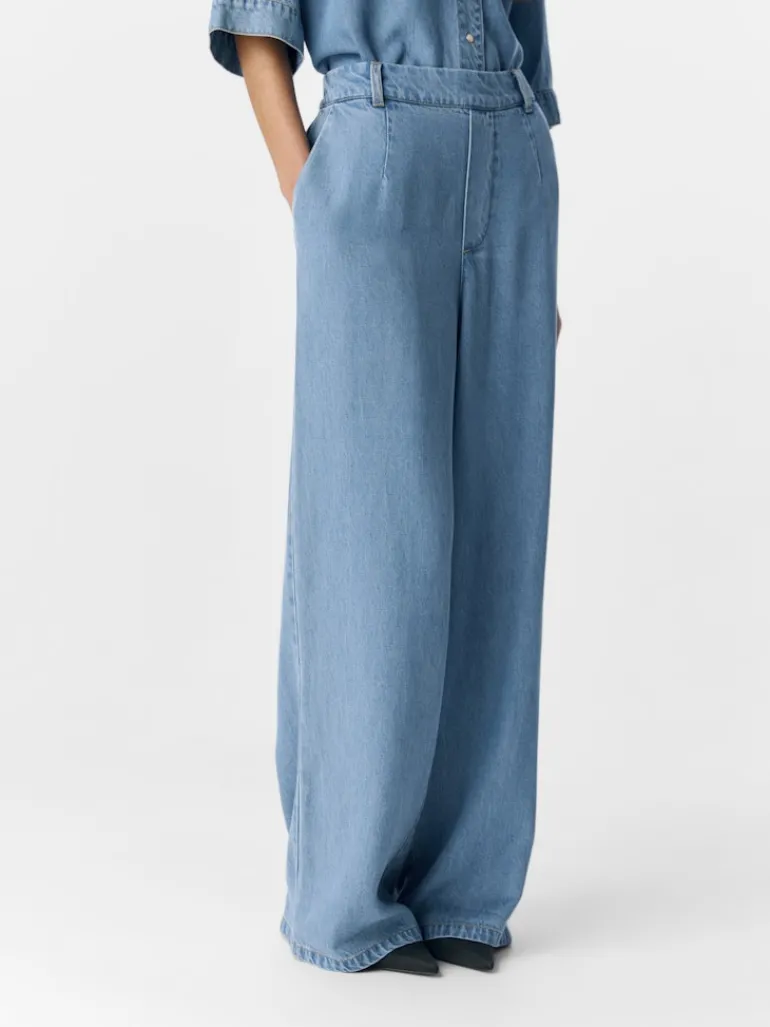 OBJFRAME LISA WIDE MW PANT NOOS light blue denim