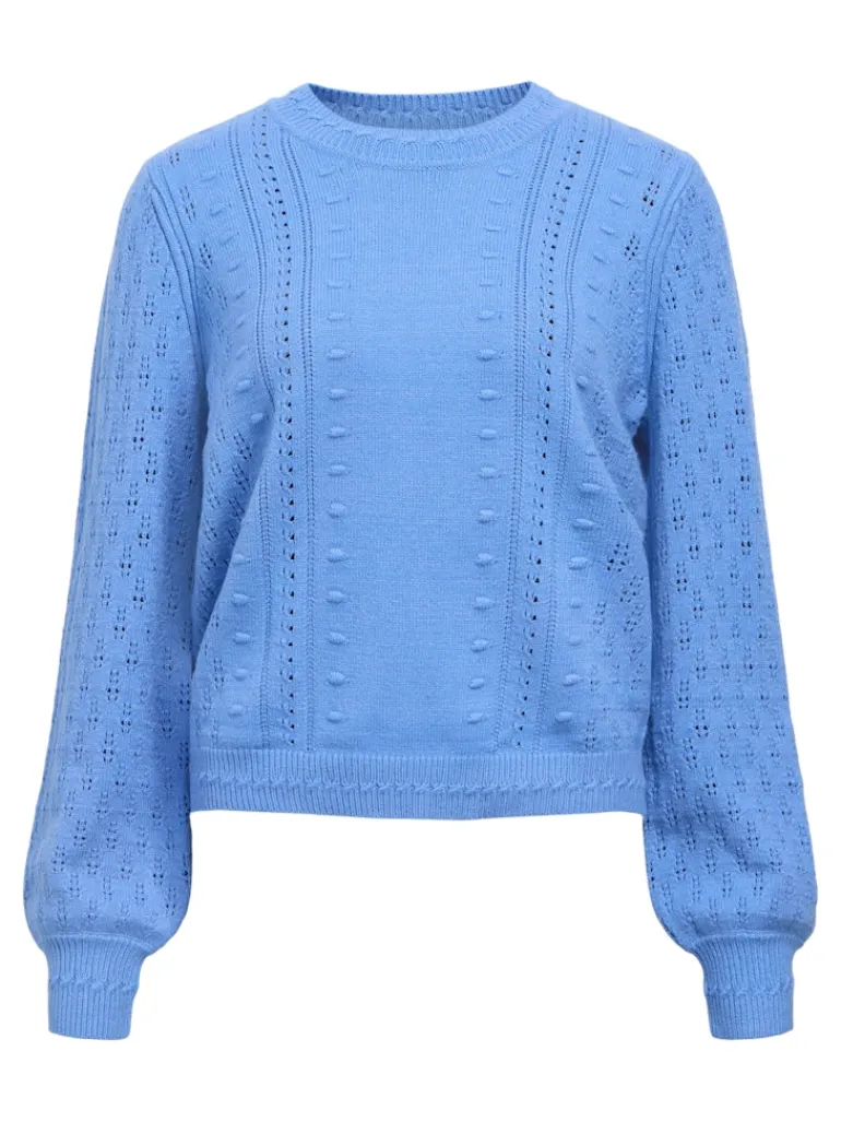 OBJINGE L/S RE O-NECK KNIT NOOS cornflower blue