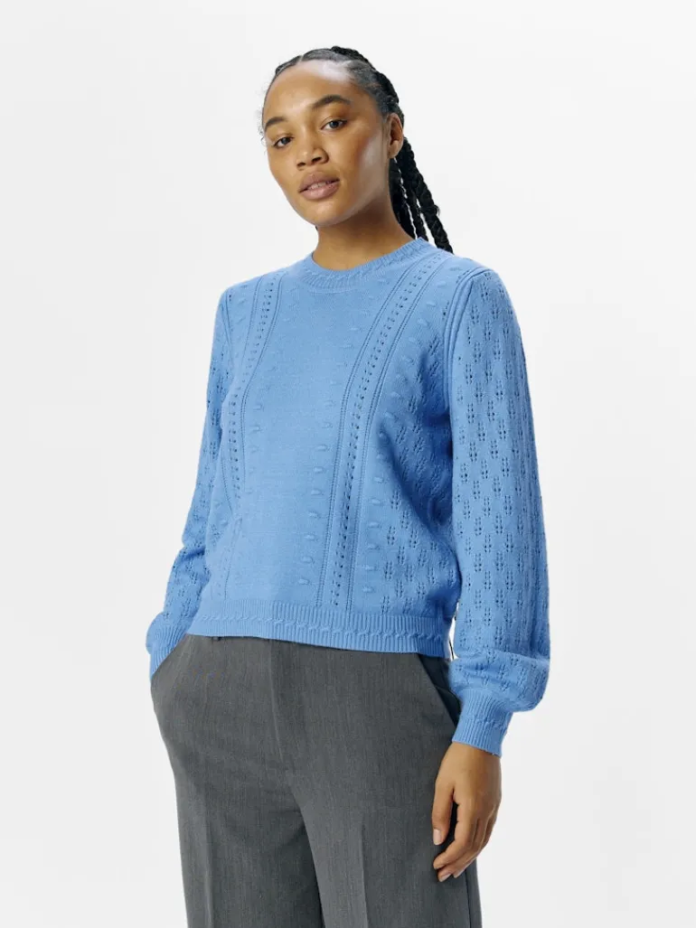OBJINGE L/S RE O-NECK KNIT NOOS cornflower blue