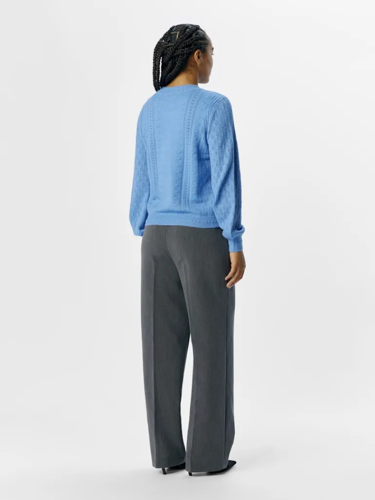 OBJINGE L/S RE O-NECK KNIT NOOS cornflower blue