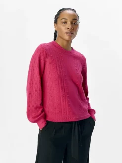 OBJINGE L/S RE O-NECK KNIT NOOS raspberry sorbet