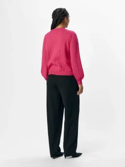 OBJINGE L/S RE O-NECK KNIT NOOS raspberry sorbet