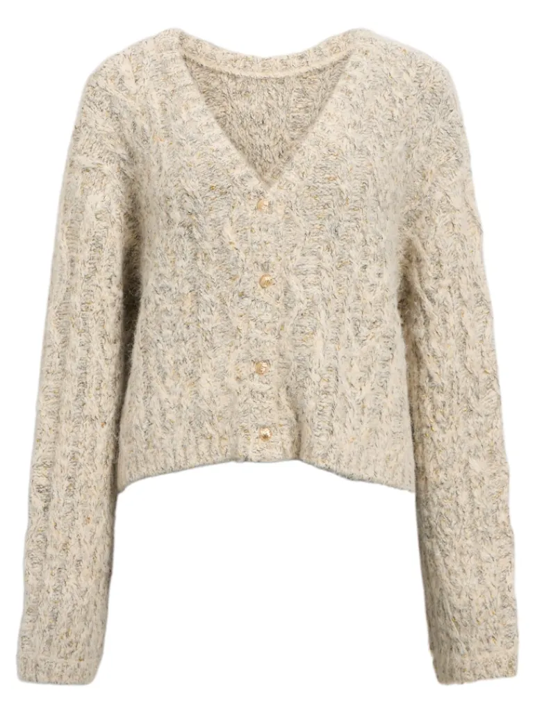 OBJINUK L/S LO KNIT PULLOVER 142 white sand