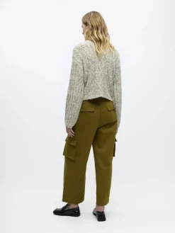 OBJINUK L/S LO KNIT PULLOVER 142 white sand