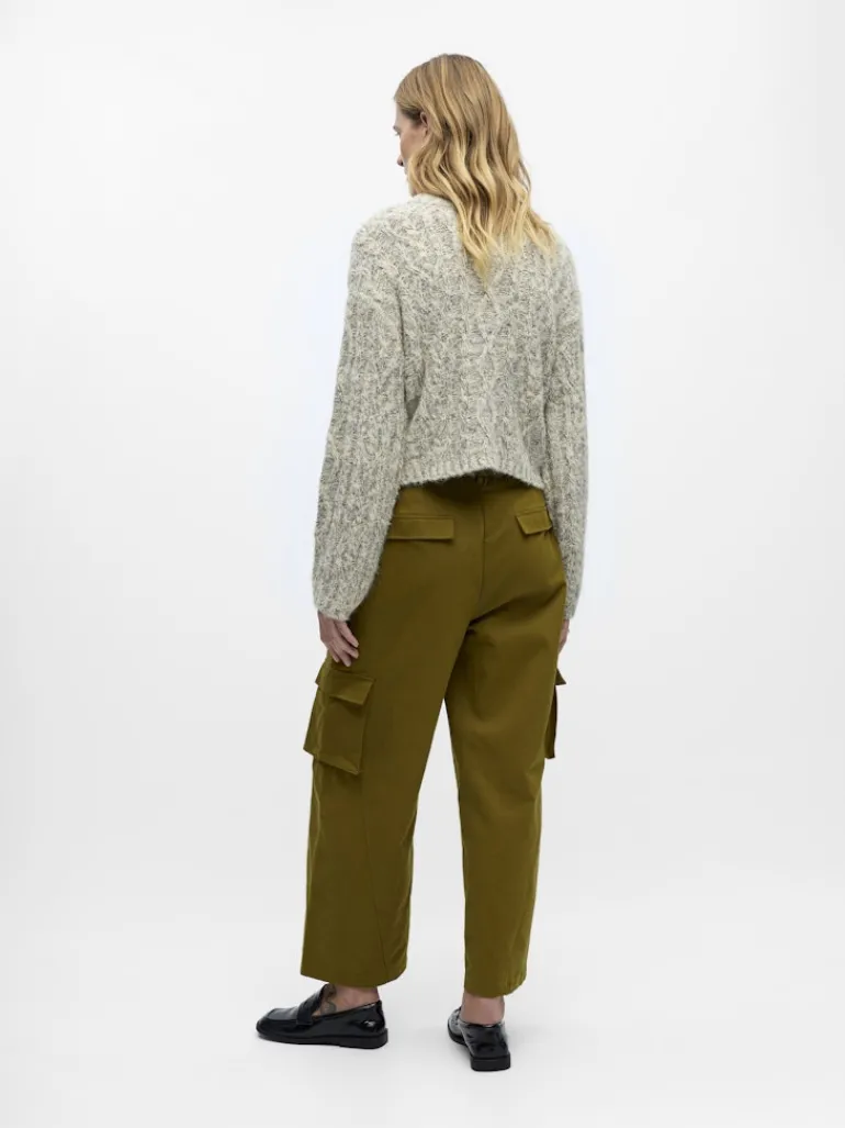 OBJINUK L/S LO KNIT PULLOVER 142 white sand