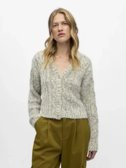 OBJINUK L/S LO KNIT PULLOVER 142 white sand