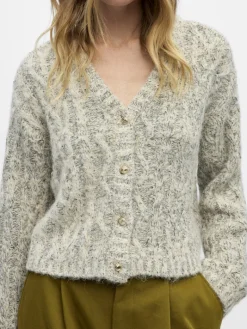 OBJINUK L/S LO KNIT PULLOVER 142 white sand