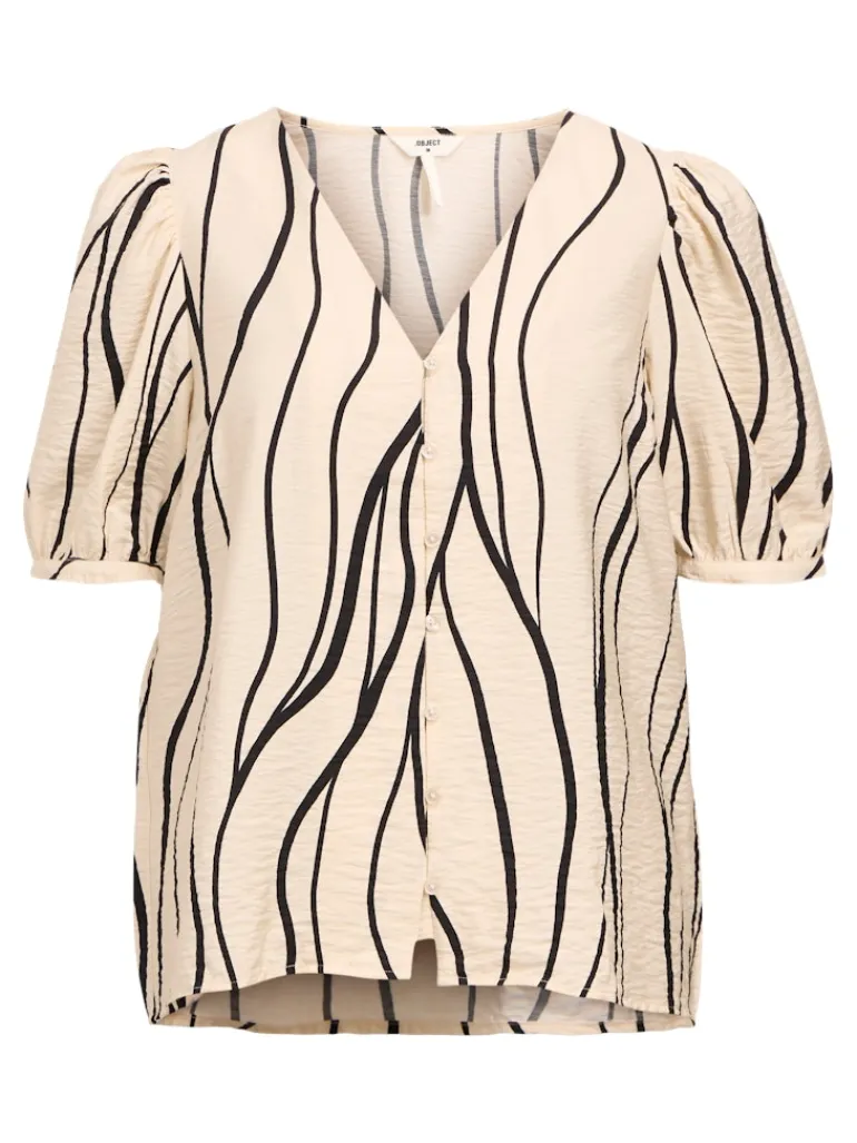 OBJJACIRA S/S V-NECK TOP NOOS sandshell