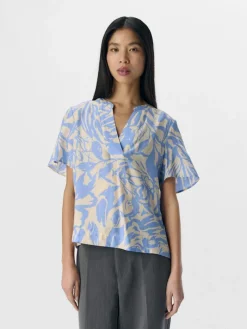 OBJKARINA S/S RE V-NECK TOP NOOS sandshell