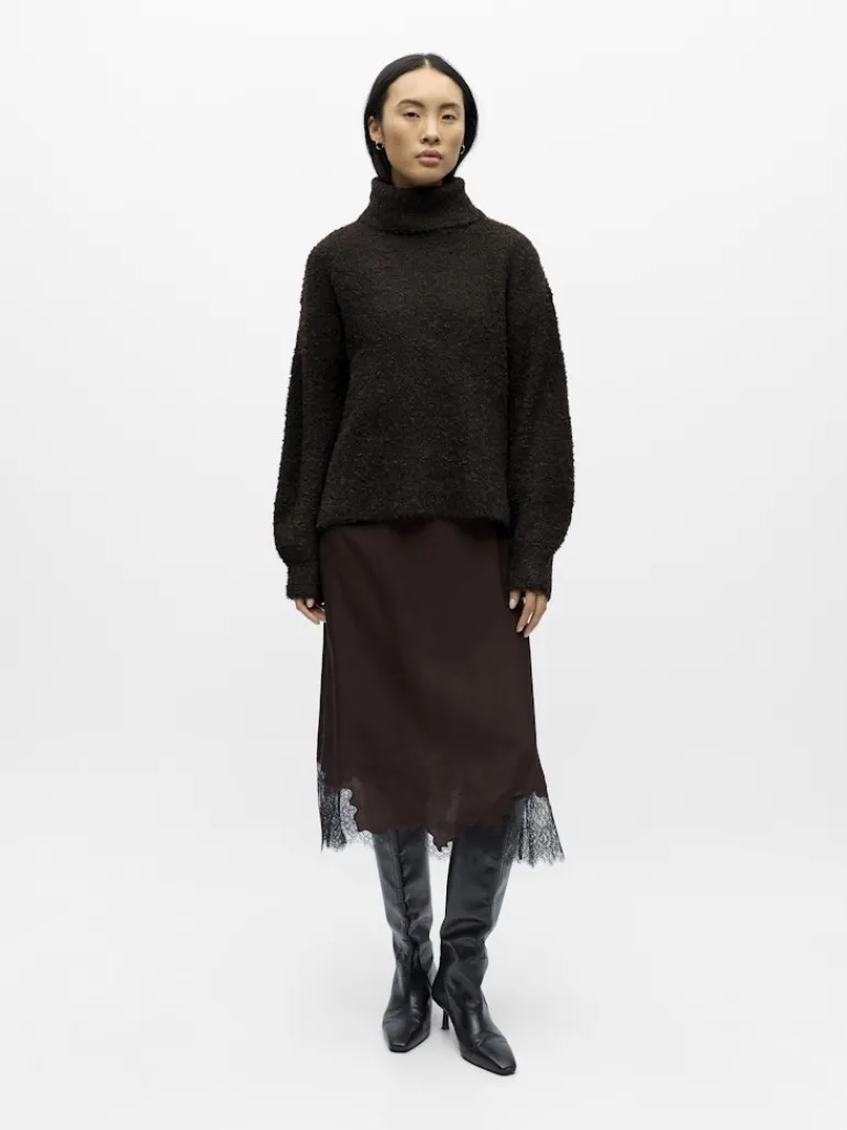 OBJKIMIA L/S LO KNIT PULLOVER 141 seal brown