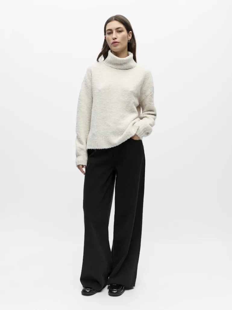 OBJKIMIA L/S LO KNIT PULLOVER 141 white sand