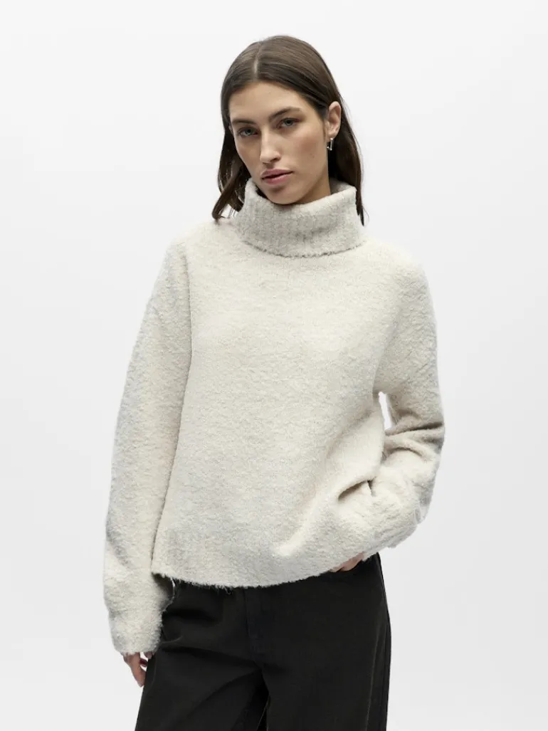 OBJKIMIA L/S LO KNIT PULLOVER 141 white sand