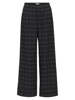 OBJLISA WIDE PANT AOP NOOS dark grey melange