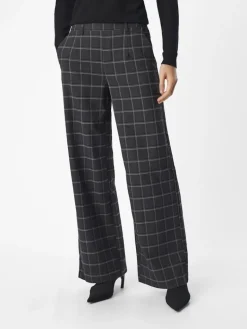 OBJLISA WIDE PANT AOP NOOS dark grey melange