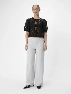 OBJLISA WIDE PANT NOOS light grey melange