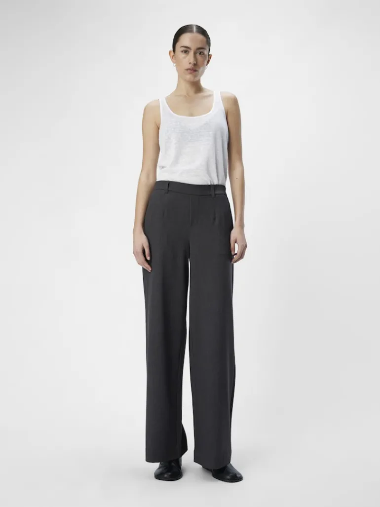 OBJLISA WIDE PANT NOOS medium grey melange