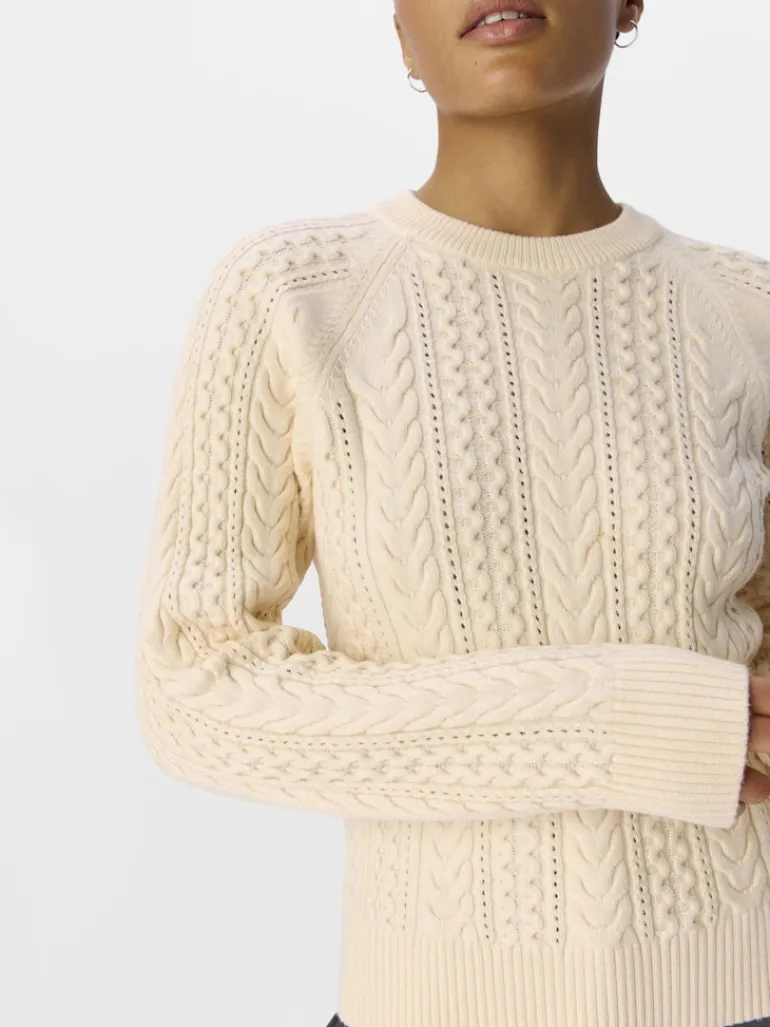 OBJMEG LS LO O-NECK CABLE KNIT DIV sandshell