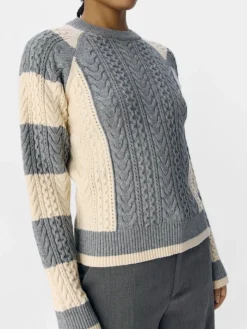 OBJMEG LS LO O-NECK CABLE KNIT DIV medium grey melange