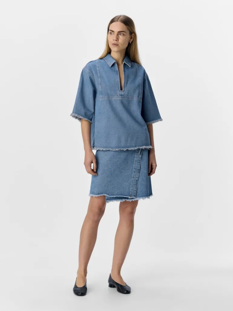 OBJMELIA MW SHORT SKIRT 138 light blue denim