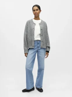 OBJMERLE LS LO KNIT BOMBER NOOS medium grey melange