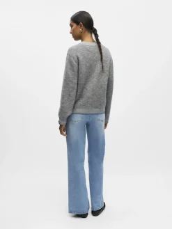 OBJMERLE LS LO KNIT BOMBER NOOS medium grey melange