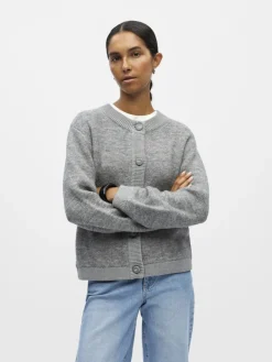 OBJMERLE LS LO KNIT BOMBER NOOS medium grey melange