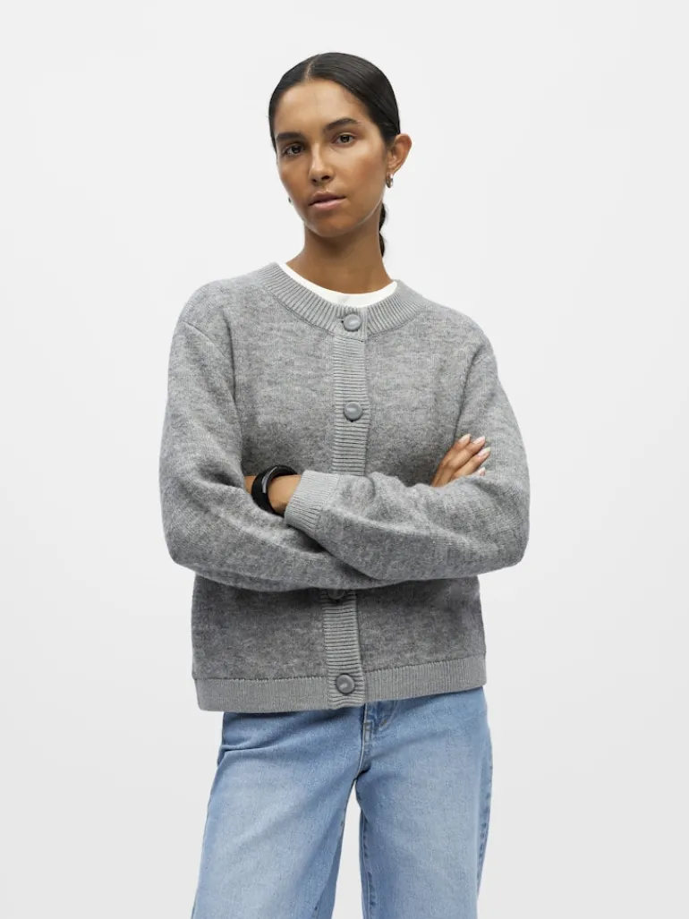 OBJMERLE LS LO KNIT BOMBER NOOS medium grey melange