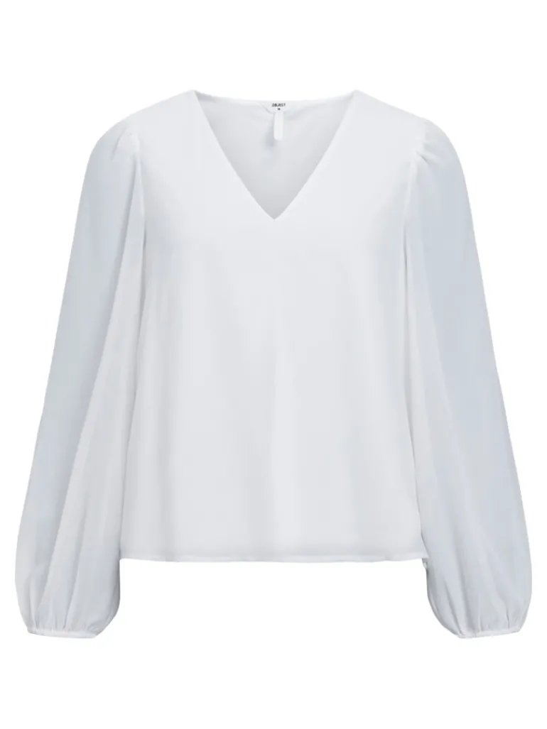 OBJMILA RE L/S V-NECK TOP NOOS cloud dancer